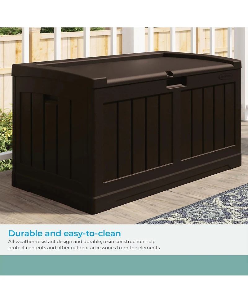 Suncast 50 Gallon Medium Capacity Resin Outdoor Storage Deck Box with Seat, Java
