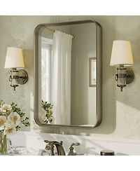 Apmir High-Strength Tempered Glass and Aluminum Alloy Framed Wall Decor Bathroom Vanity Mirror in Brushed Bronze