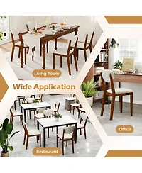 Slickblue Modern Sherpa Upholstered Dining Chairs Set of 4 with Wooden Legs for Kitchen-Walnut
