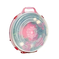 Homz 24 Inch Seasonal Holiday Christmas Plastic Wreath Storage Box, Red Set of 3