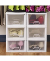 Sterilite 30 Qt Clear Plastic Stackable Storage Bin w/ Latch Lid, White (6 Pack)