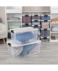 Sterilite 70 Qt Clear Plastic Stackable Storage Bin with Latching Lid, (4 Pack)