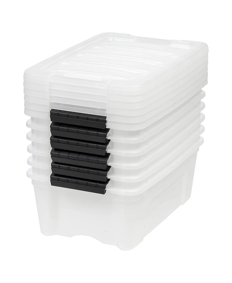 Iris 6 Pack 12qt Plastic Storage Bin with Lid and Secure Latching Buckles, Pearl
