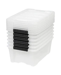 Iris 6 Pack 12qt Plastic Storage Bin with Lid and Secure Latching Buckles, Pearl