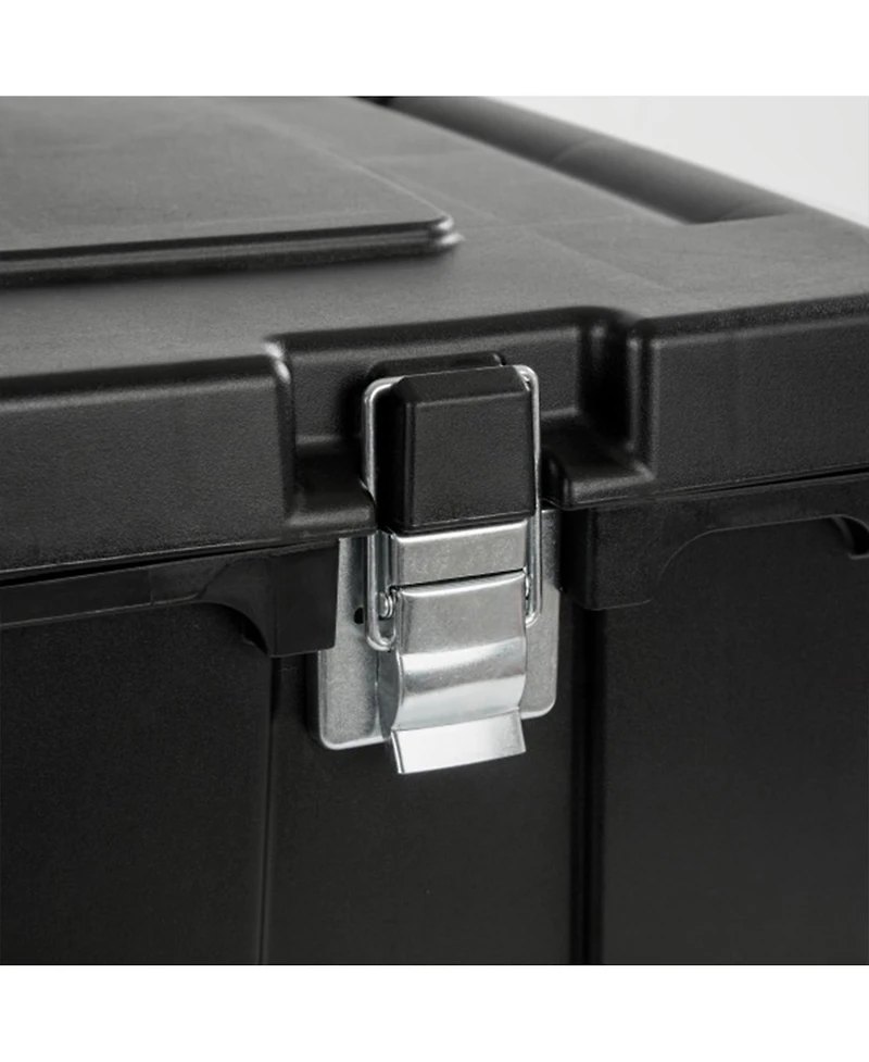 Sterilite Wheeled Footlocker, Plastic Utility Storage Container, Black, 4 Pack