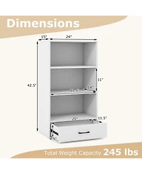 Gouun 4-Tier Storage Bookcase with Drawer and Anti-Toppling Kit, 24 x 15 x 42.5