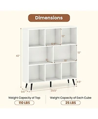 Gouun 8-Cube Bookcase with Tapered Metal Legs and Anti-Tipping Kits