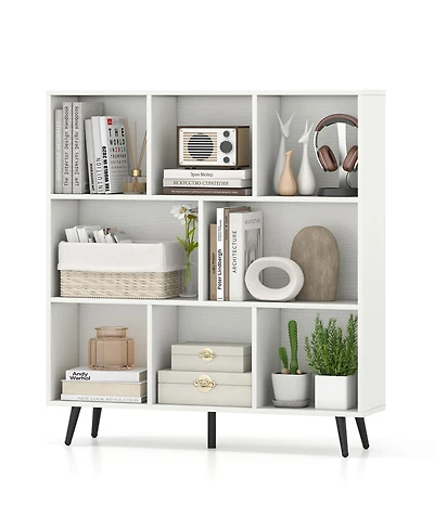 Gouun 8-Cube Bookcase with Tapered Metal Legs and Anti-Tipping Kits