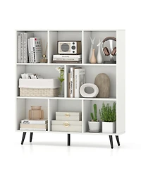 Gouun 8-Cube Bookcase with Tapered Metal Legs and Anti-Tipping Kits