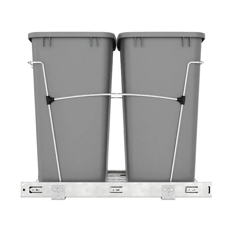 Rev-a-Shelf Double Pullout Trash Can 35 qt. for Kitchen, Silver, Rv-18KD-17C S