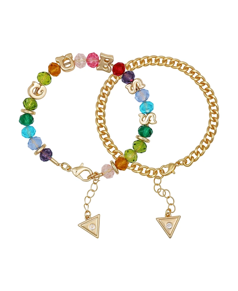 Guess 2-Pc. Gold-Tone Rainbow Beaded Bracelet Set