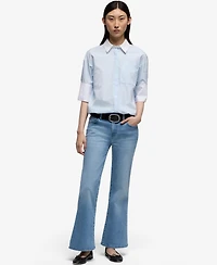 7 For All Mankind Women's Cropped Boot-Leg Cotton Flare Jeans