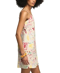 Lucky Brand Women's Sleeveless Conversational Print Mini Slip Dress