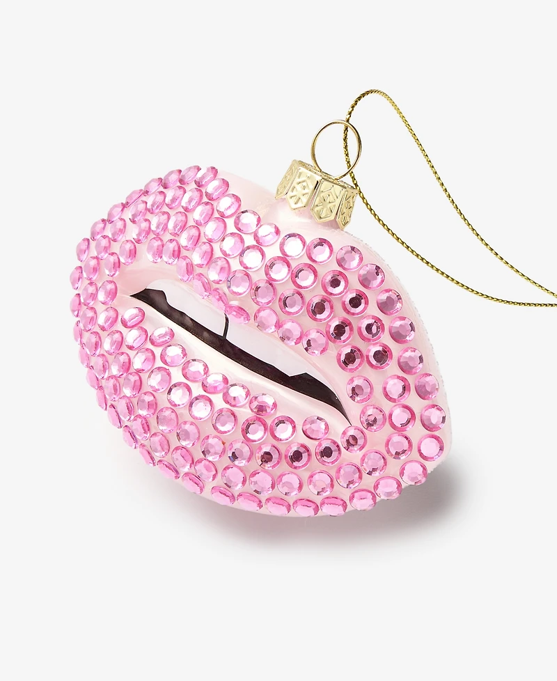 Holiday Lane Beauty Boom Glass Jeweled Lips Ornament, Macy's Exclusive