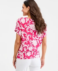 Jm Collection Petite Bianca Floral Banded-Hem T-Shirt, Macy's Exclusive