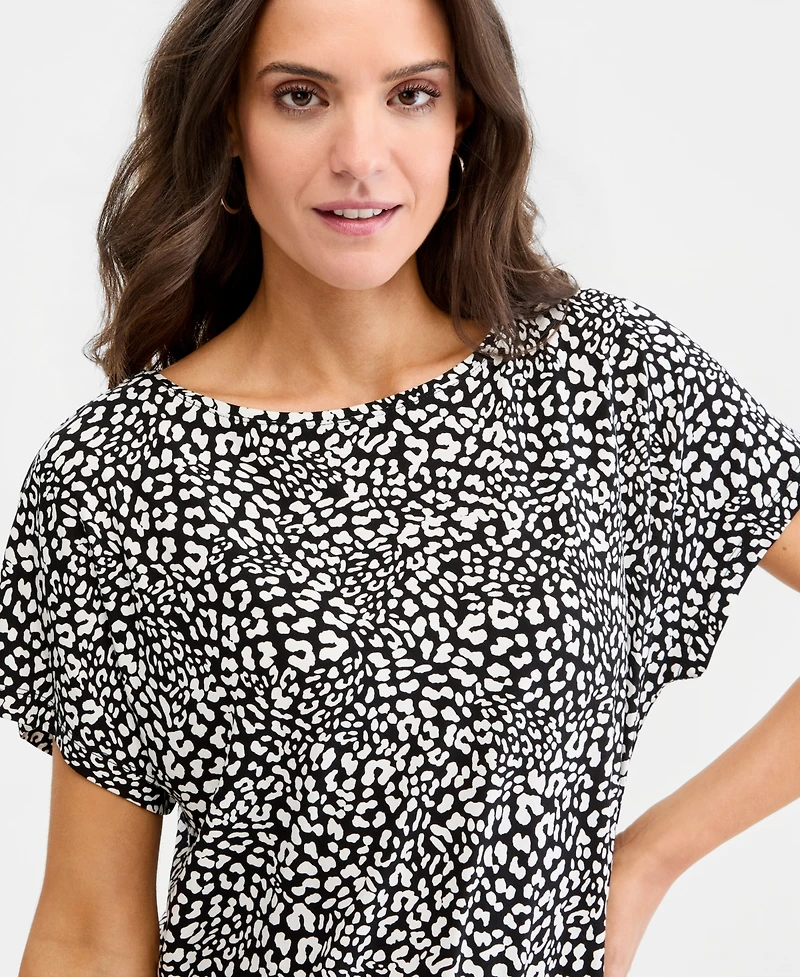 Jm Collection Women's Printed Boatneck Banded-Bottom Knit Top, Macy's Exclusive