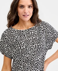 Jm Collection Women's Printed Boatneck Banded-Bottom Knit Top, Macy's Exclusive