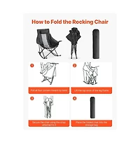 Sugift Folding Rocking Camping Chair Portable Heavy Duty Rocker with Cup Holder