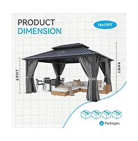 Hardtop Gazebo with Double Roof, Aluminum Frame and Steel Roof
