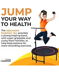 Leaps & Rebounds 40" Adjustable Height Stabilizer Bar Attachment for All Mini Fitness Workout Trampolines, Handlebar Only, Trampoline Not Included