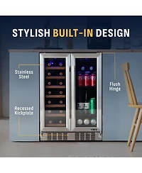 Newair 24" Stainless Steel Dual-Zone Wine and Beverage Cooler, Built-In or Freestanding
