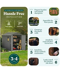Keter Darwin 6 Foot x 8 Foot Outdoor Garden Tool Storage Shed w/Window, Graphite