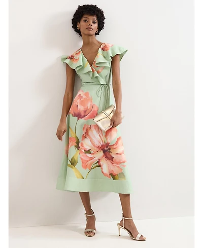 Phase Eight Women's Matilda Ruffle V-Neck Floral Dress