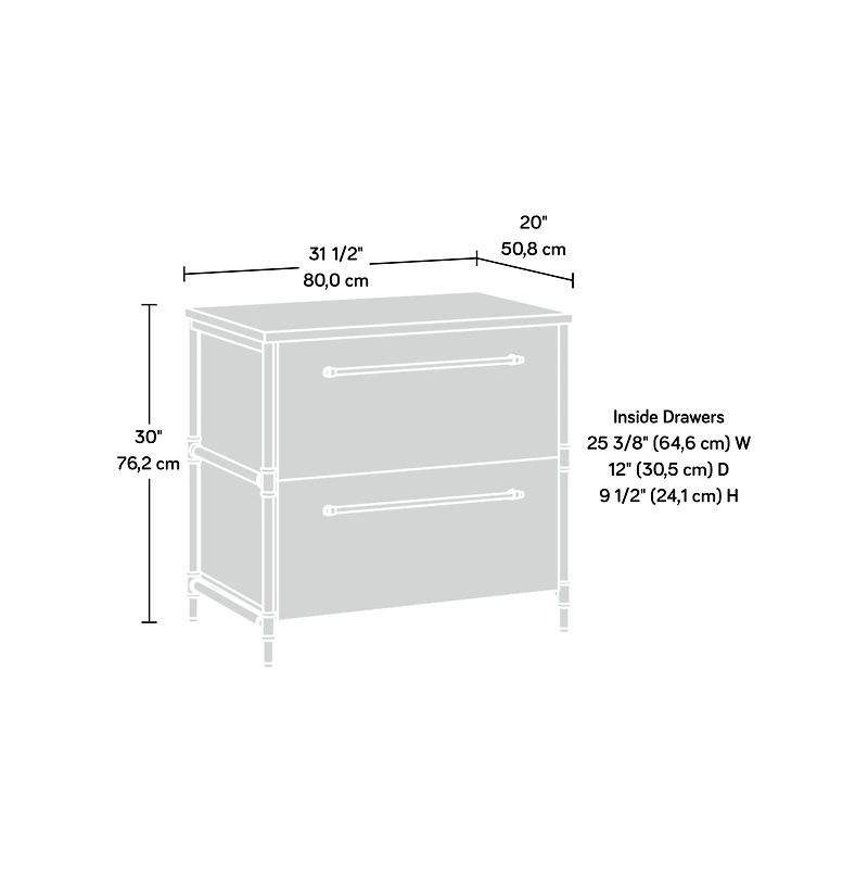 Sauder Iron City File Cabinet, Checked Oak finish