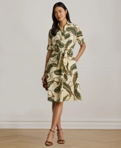 Lauren Ralph Lauren Womens Point Collar Linen Shirt Dress