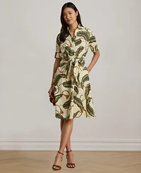 Lauren Ralph Lauren Womens Point Collar Linen Shirt Dress