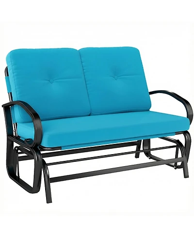 Outsunny 2-Person Outdoor Glider Bench with Cushions,