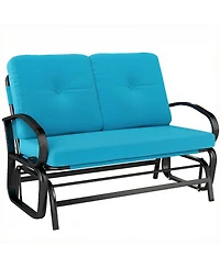 Outsunny 2-Person Outdoor Glider Bench with Cushions,
