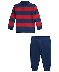 Polo Ralph Lauren Baby Boys' Striped Estate-Rib Pullover Sweatshirt and Pant, 2-Piece Set