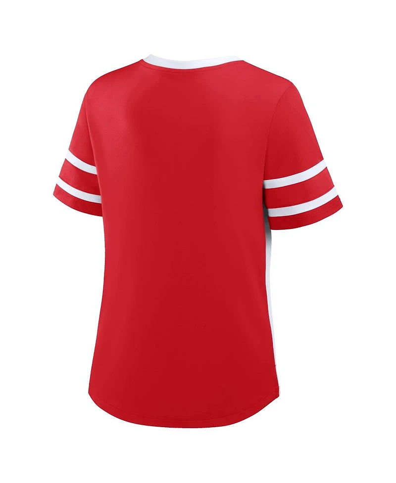 Fanatics Women's Red/White Wisconsin Badgers Be Fearless Athena Lace-Up T-Shirt