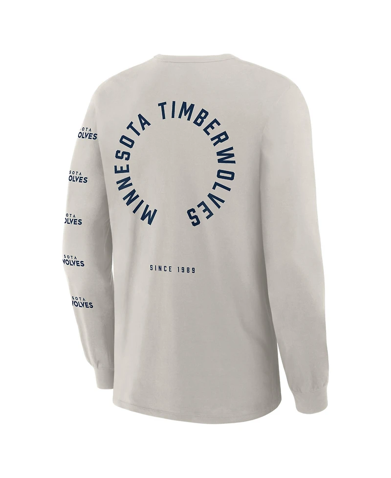 Fanatics Men's Cream Minnesota Timberwolves Crossover Collection Ball Screen Action Premium Long Sleeve T-Shirt
