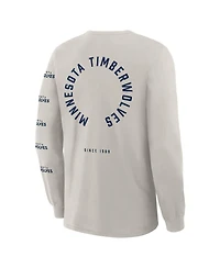 Fanatics Men's Cream Minnesota Timberwolves Crossover Collection Ball Screen Action Premium Long Sleeve T-Shirt