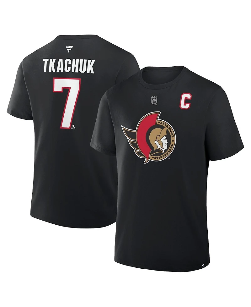 Fanatics Men's Brady Tkachuk Black Ottawa Senators Authentic Stack Name Number T-Shirt