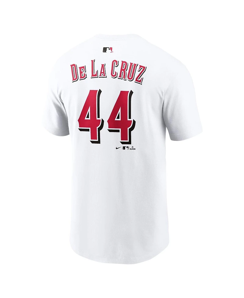 Nike Men's Elly De La Cruz White Cincinnati Reds Name Number T-Shirt