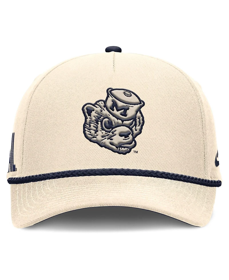 Nike Men's and Women's Natural Michigan Wolverines Legacy Vintage Rope Rise Adjustable Hat