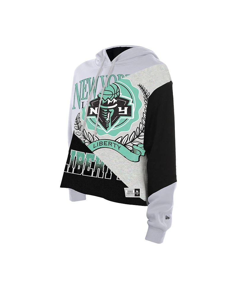 New Era Women's York Liberty Upcycled Color Block Cropped Boxy Hoodie