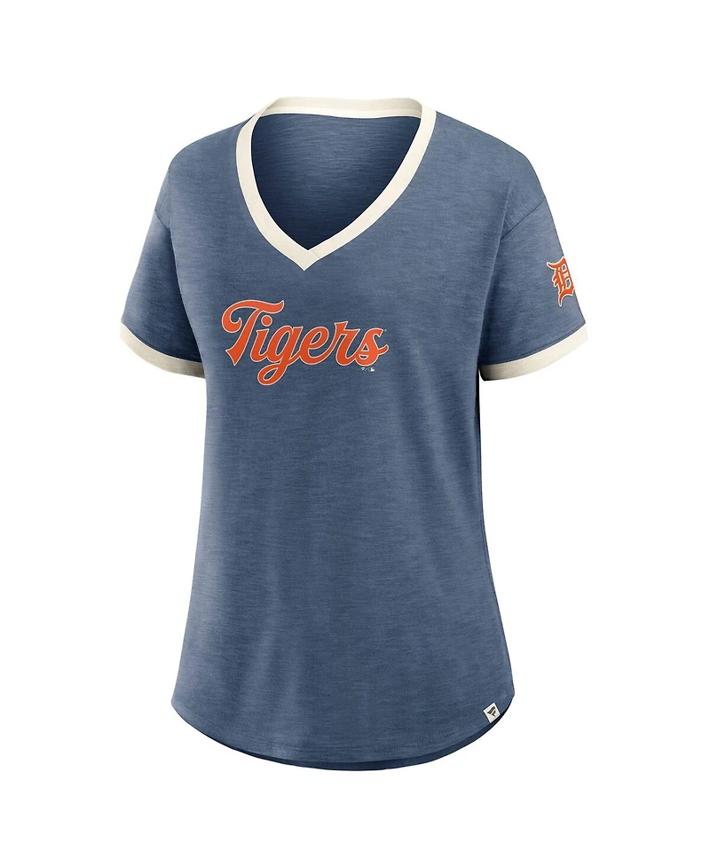 Fanatics Women's Navy Detroit Tigers Relaxed Fit Vintage Play Slub V-Neck Fashion Top