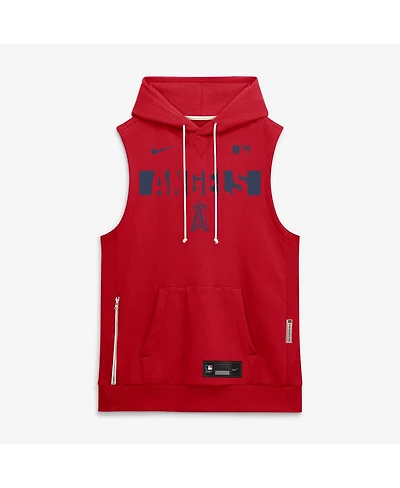 Nike Men's Red Los Angeles Angels Authentic Collection Standard Issue Dri-fit Sleeveless Hoodie