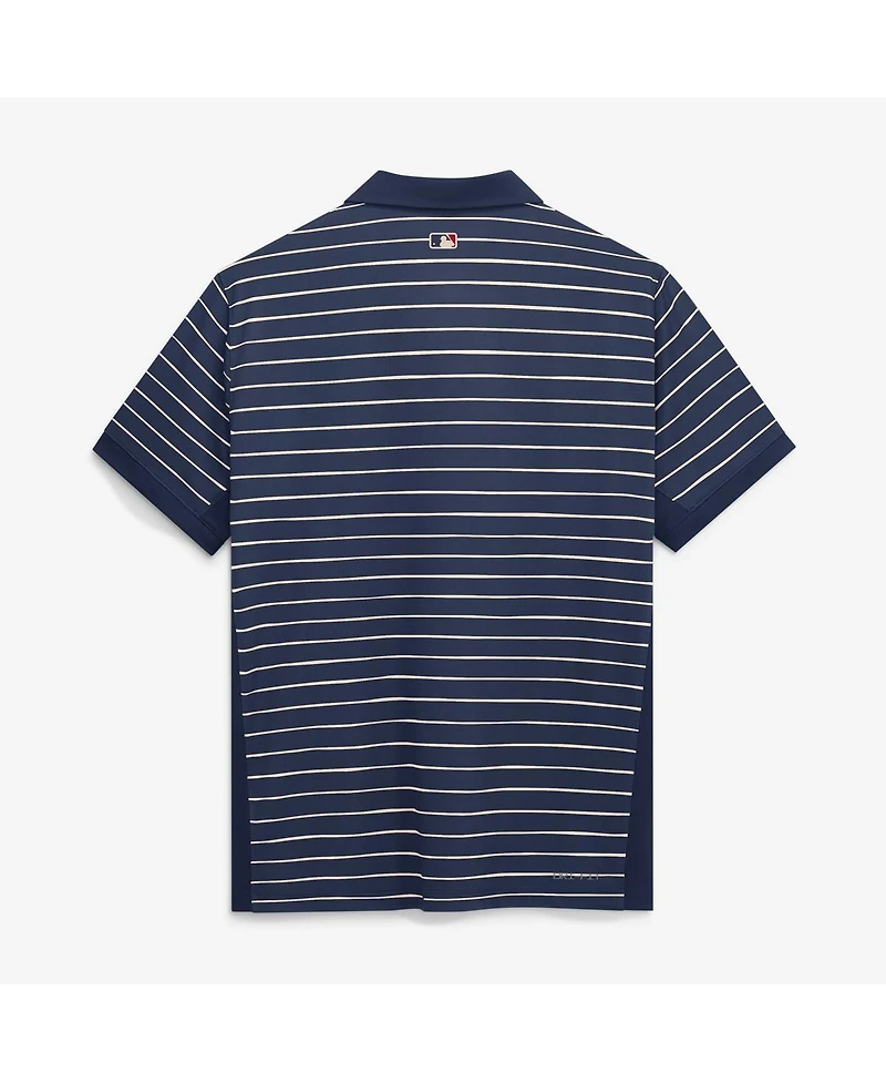 Nike Men's Navy/Cream Cleveland Guardians Authentic Collection City Connect Striped Victory Dri-fit Polo Shirt