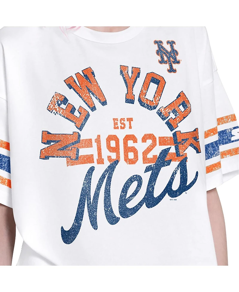 Starter Women's White New York Mets Cropped Hurry Up Offense T-Shirt