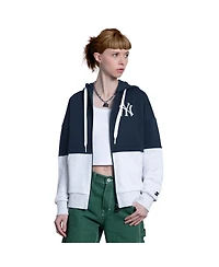 Starter Women's Navy/Heather Gray New York Yankees Wishbone Full-Zip Hoodie