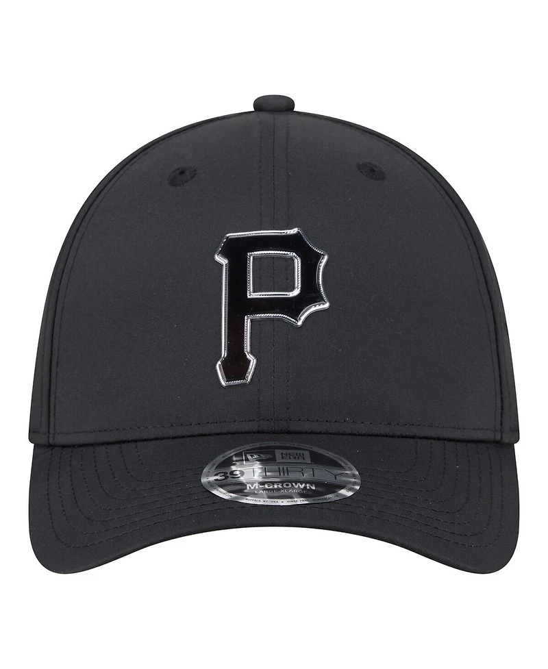 New Era Men's Black Pittsburgh Pirates Metallic 39THIRTY M-Crown Flex Hat