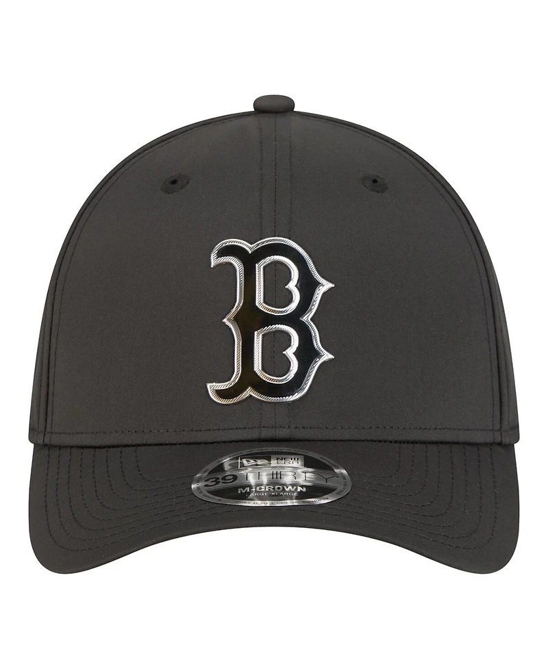 New Era Men's Black Boston Red Sox Metallic 39THIRTY M-Crown Flex Hat