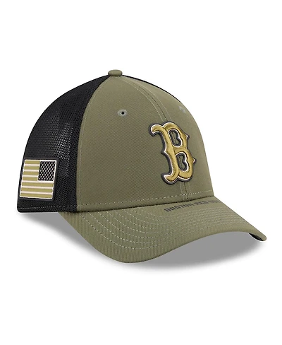New Era Men's Olive Boston Red Sox 2026 Armed Forces Day 39THIRTY M-Crown Flex Hat