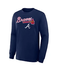 Fanatics Men's Navy Atlanta Braves Lock-Up Legacy Long Sleeve T-Shirt