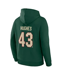 Fanatics Men's Quinn Hughes Green Minnesota Wild Authentic Stack Name Number Hoodie